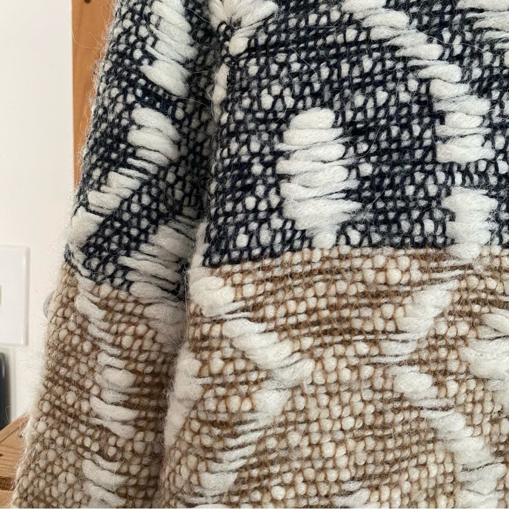 Sita Murt Scandinavian Wool Blend Knit Crewneck Sweater Blue Tan White Small - Picture 7 of 16